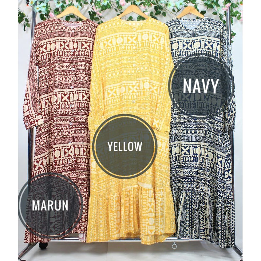 Home dress katun rayon bangkok home dress MAVAZKA adem katun rayon ethnik gamis sehari hari