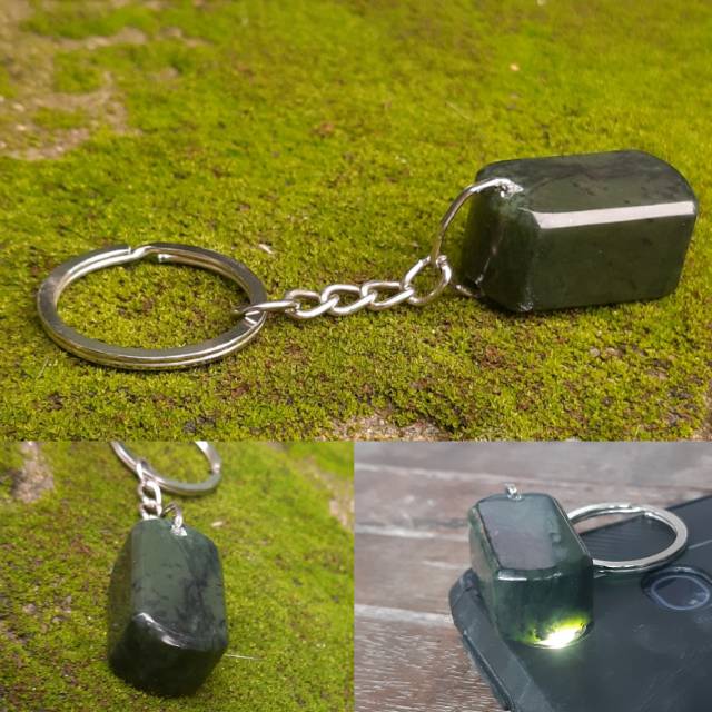 Gantungan Kunci Natural Giok Black Jade Aceh Elegan