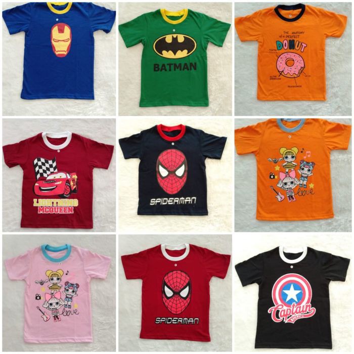 NEW kaos anak motif karakter ukuran L usia 34 tahun