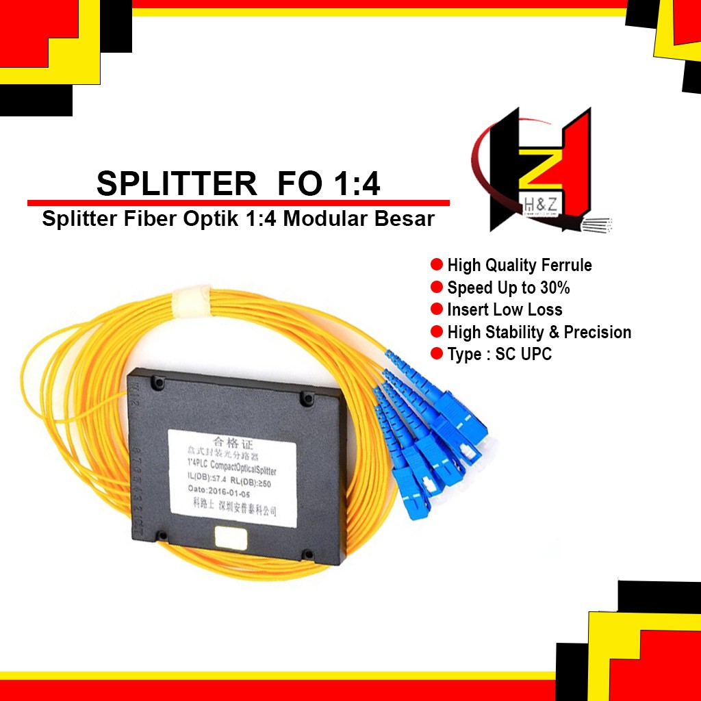 Passive/Splitter 1:4 Modular Besar SC UPC Fiber Optik