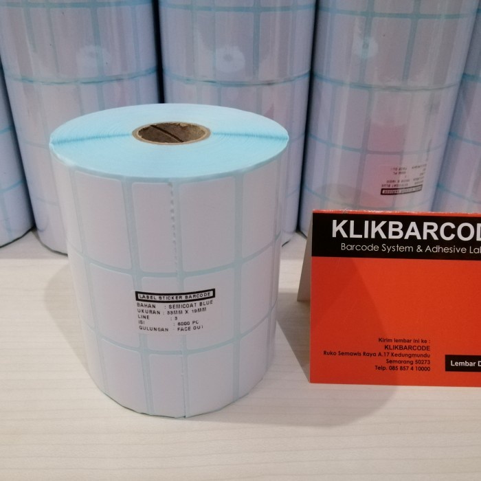 

LABEL PRINTER BARCODE 33X19MM - 33X19 MM - 3 LINE SEMICOATED ISI 6000 - Biru FO