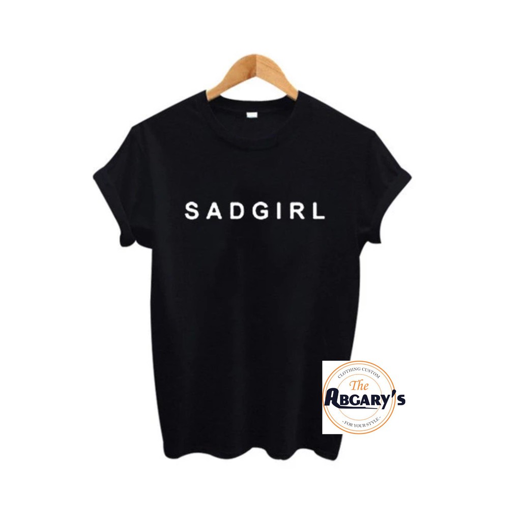 KAOS WANITA WARNA HITAM LENGAN PENDEK SAD GIRLS BAJU ATASAN WANITA WARNA HITAM