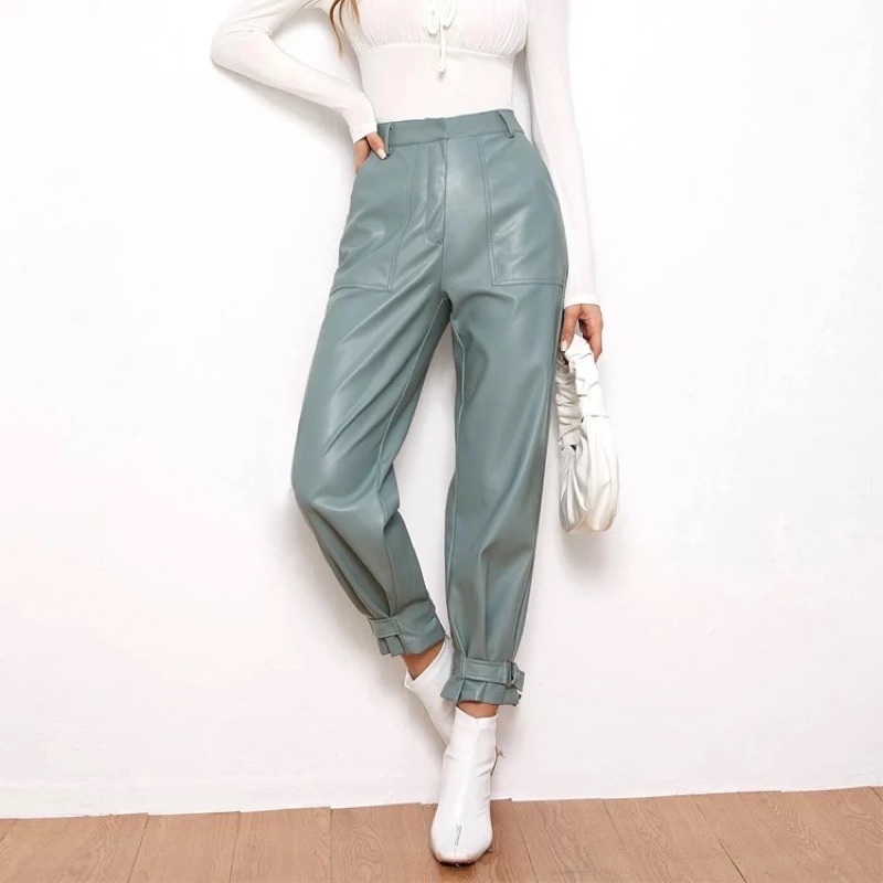 celana kulit wanita / Pants leather standar buckle kyle