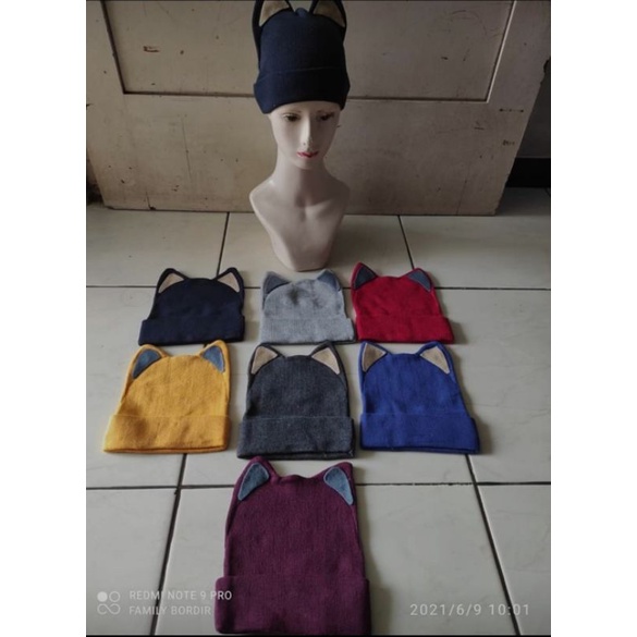 kupluk/beani hat custom bordir model kucing