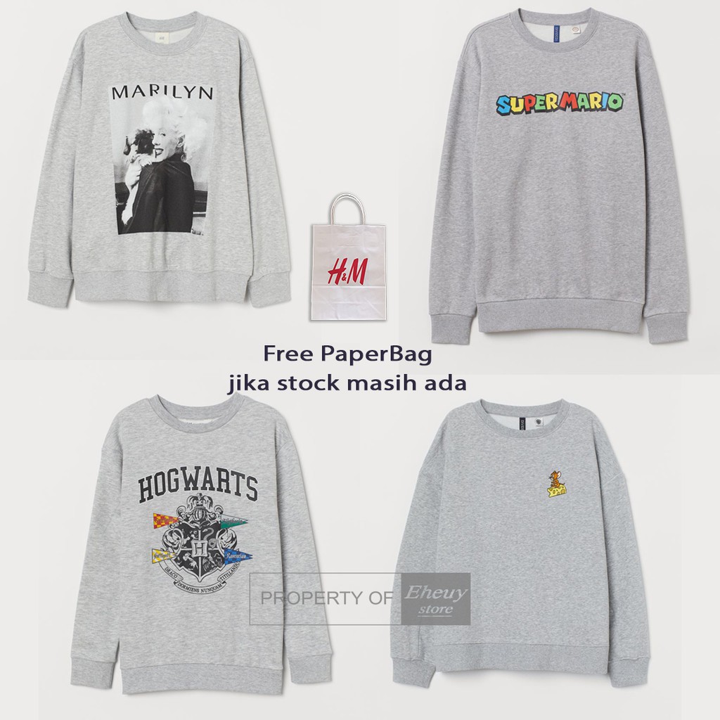 Crewneck H&amp;M Super Mario/Hogwarts/Mariliyn/Jerry Sweater h&amp;m abu Crewneck marilyn crewneck abu abu