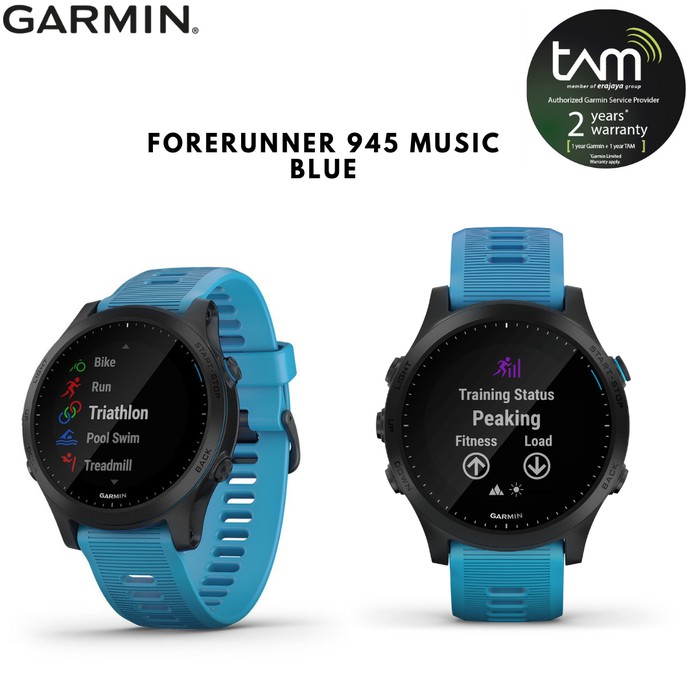 Garmin Forerunner 945 Music with strap Blue - 2 Tahun TAM