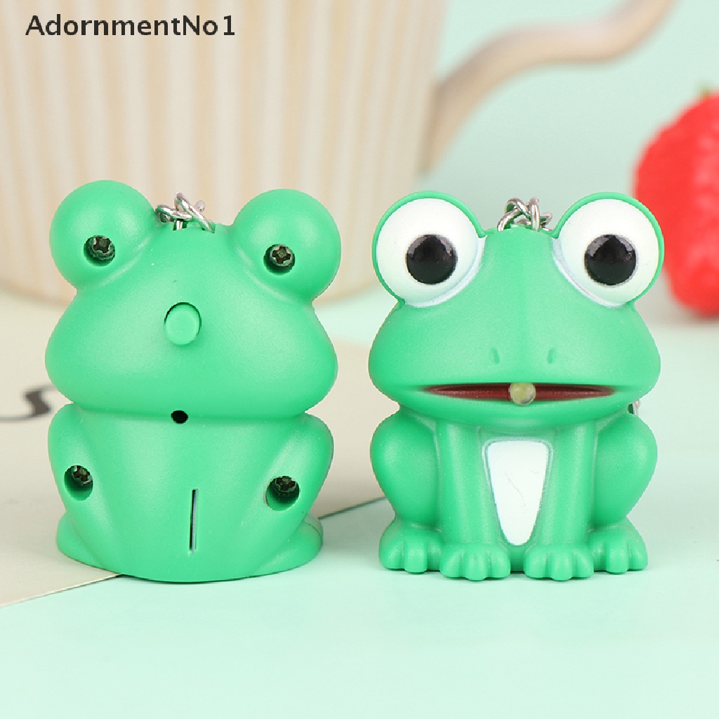 (AdornmentNo1) Gantungan Kunci Katak Hijau Lucu Dengan Lampu LED + Suara Untuk Hadiah Anak