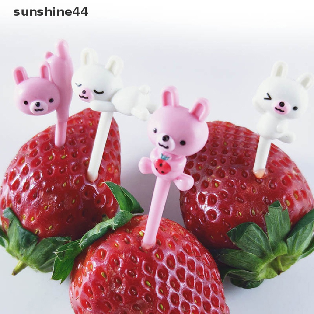 Sunshine 8Pcs / set Garpu Buah / Dessert / Kue / Bento Mini Motif Kartun Hewan Untuk Anak