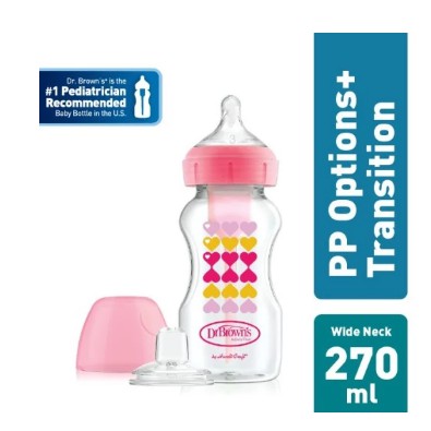 Dr Brown Options+ Transition Wide Neck Bottle Pink Botol 9oz 270ml