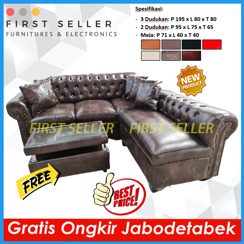 [FREE ONGKIR + MEJA] SOFA L PUTUS KANCING ORCHID EMPUK NYAMAN !!!