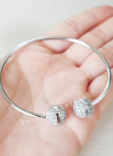 Gelang bangle bola permata putih xuping design 2 model dalam 1 gelang import perhiasan lapis emas