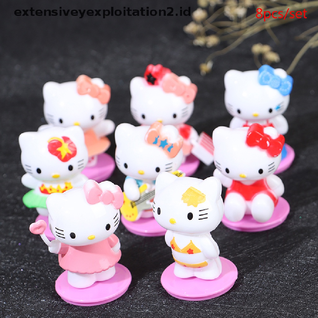 8pcs / set Boneka Hellokitty Handmade Untuk Dekorasi Kue