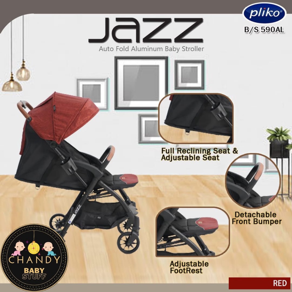 STROLLER BABY PLIKO JAZZ BS 590AL AUTO FOLD BISA LIPAT OTOMATIS CABIN SIZE