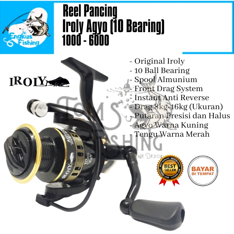 Reel Pancing Iroly Agyo 1000 - 6000 (10 Bearing) Murah Berkualitas - Engkus FIshing