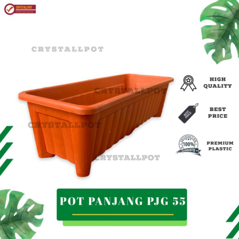 pot bunga tanaman panjang bergelombang high way 50cm - PJG MERAH BATA