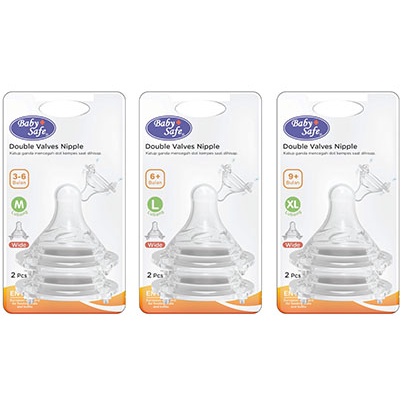 Baby Safe Dot &amp; Botol Wide Neck Milk Flow System Bottle And 3 Stage Feeding Bottle Botol Wideneck 125ml 250 ml BabySafe WN001 WN00 WN302