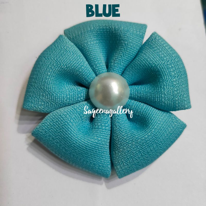 BROS BUNGA MUTIARA BROSS JILBAB MURAH MEWAH BROOCH HIJAB KAIN / SOUVENIR MURAH-Blue
