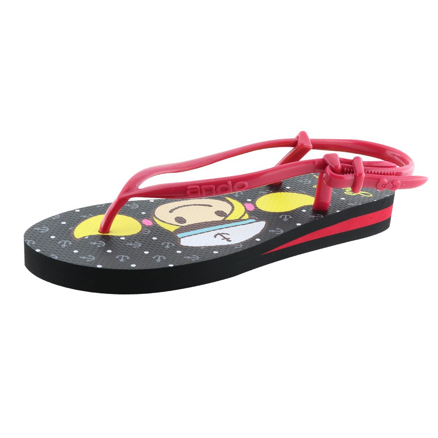  ANDO  x Surfer Girl Collab SGL Sporty Hitam  Merah Sandal  