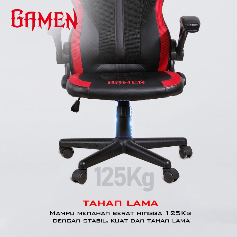 GAMEN Gaming Chair Thronus Black + Red | Kursi Gaming Premium Quality