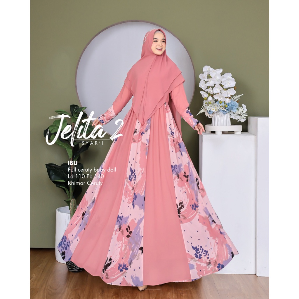 Zahira1808 Eleanor 6 Syari Ibu Busui Dress Hijab Muslimah Atasan Terlaris Gamis Syari Ori Best Seller-Jelita 2 Dusty