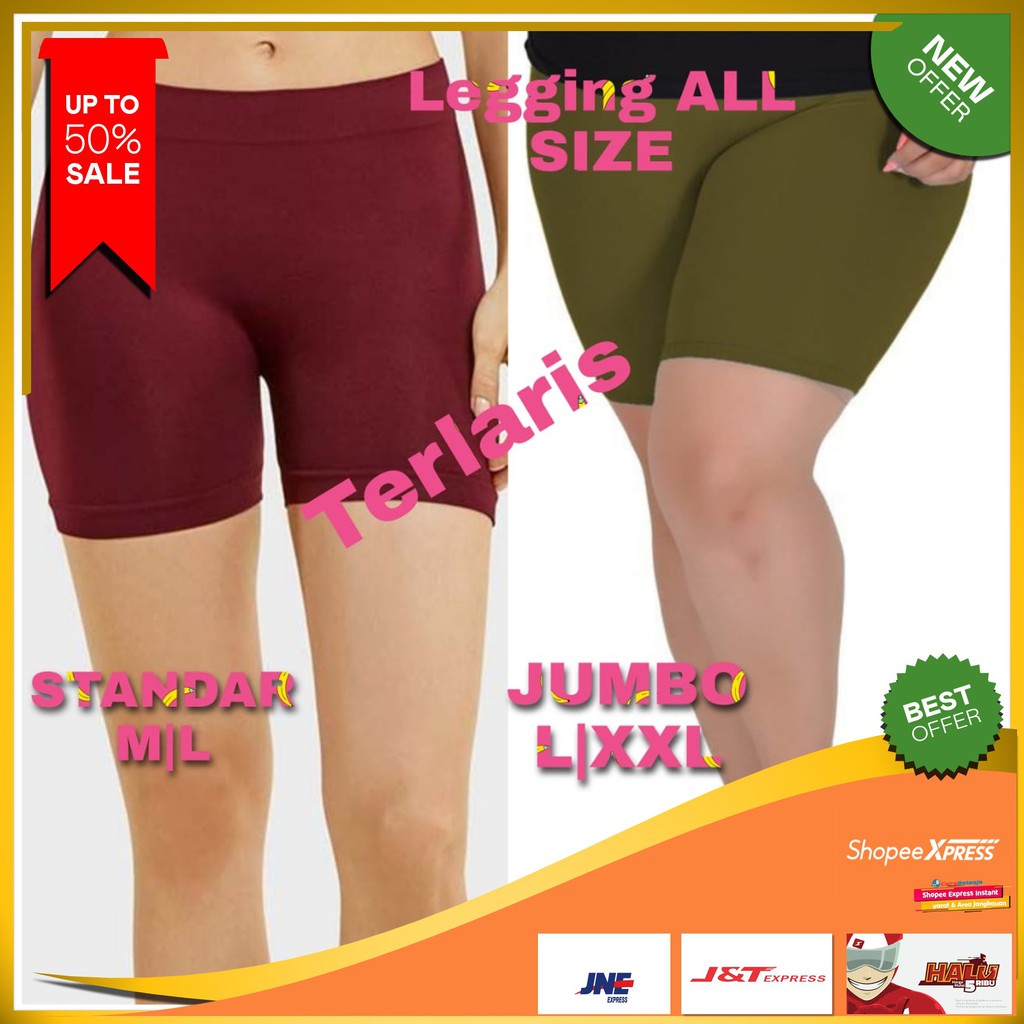 Leggings Shot Short strit Pendek All size Slim &amp; Jumbo &amp; SuperJUMBO Spandek Jersey Jumbo Size Fit