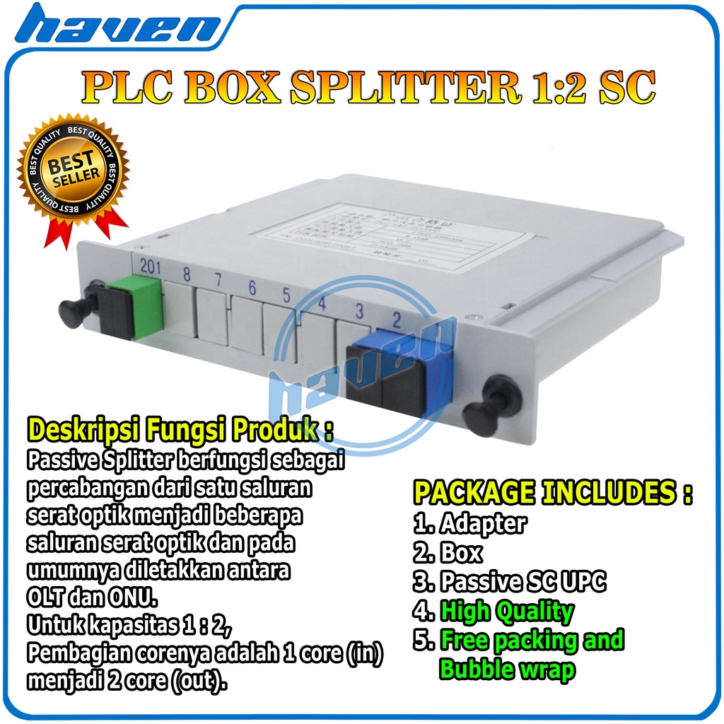 Passive Splitter Box 1:2 SC UPC Spliter Pasif Box 1:2 Fiber Optik