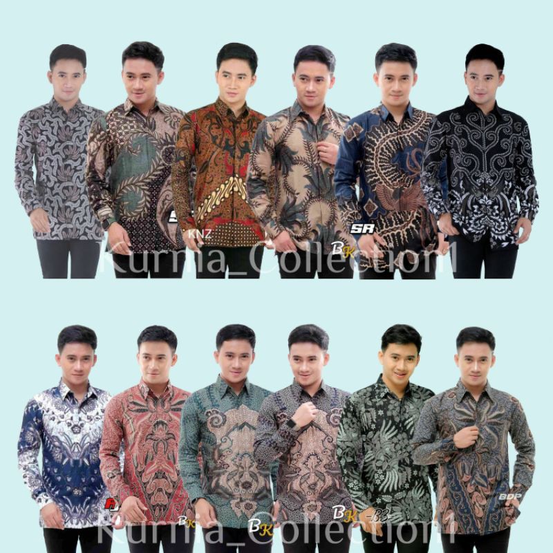 Kemeja Batik Pria Lengan Panjang Size M L Xl Xxl Bswart Batik Hrb026 Kenongo Hem <br />panjang Padi