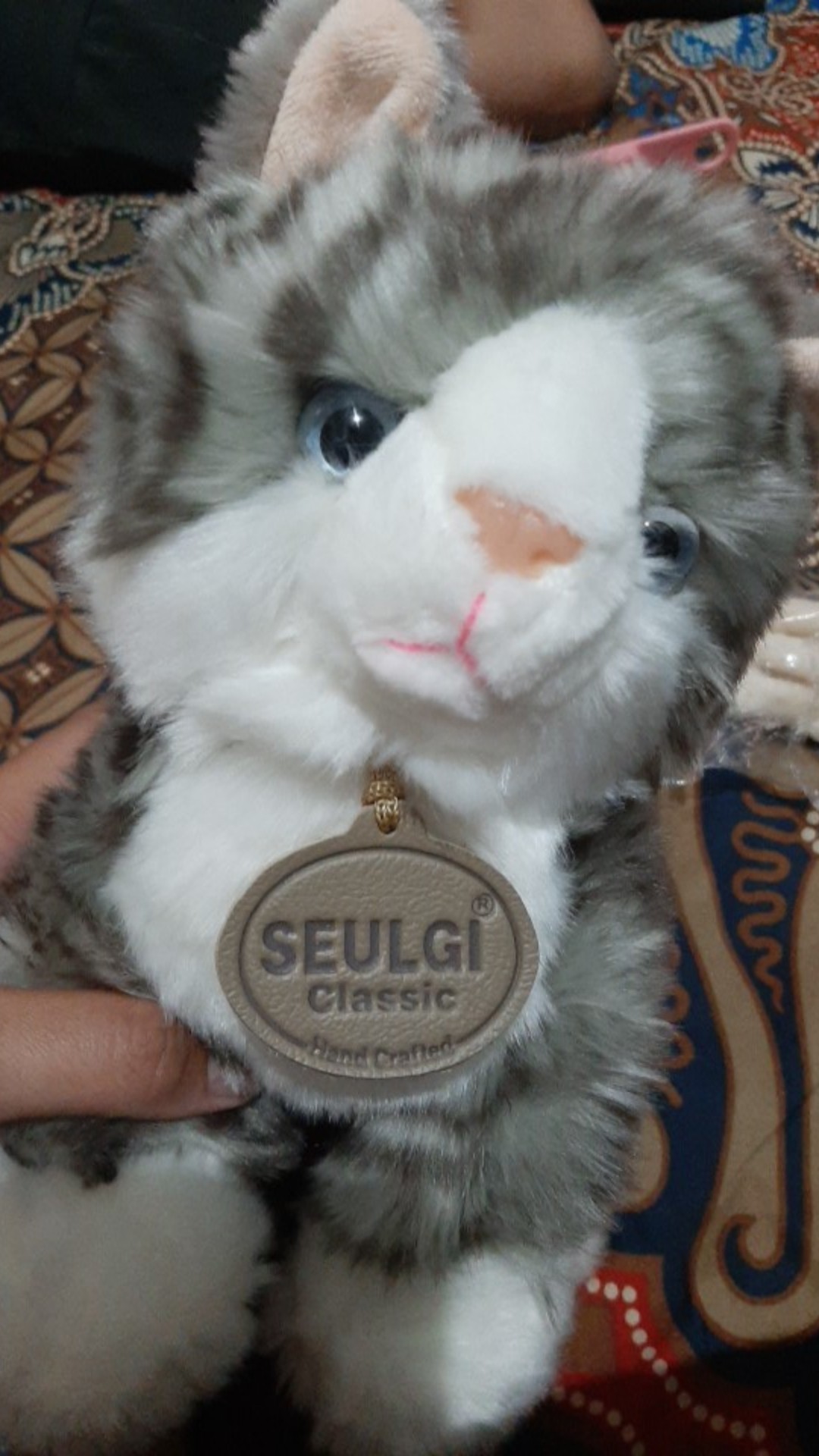  Boneka  Kucing  Baring Duduk Abu  abu  Kuning Sisir Bulu 