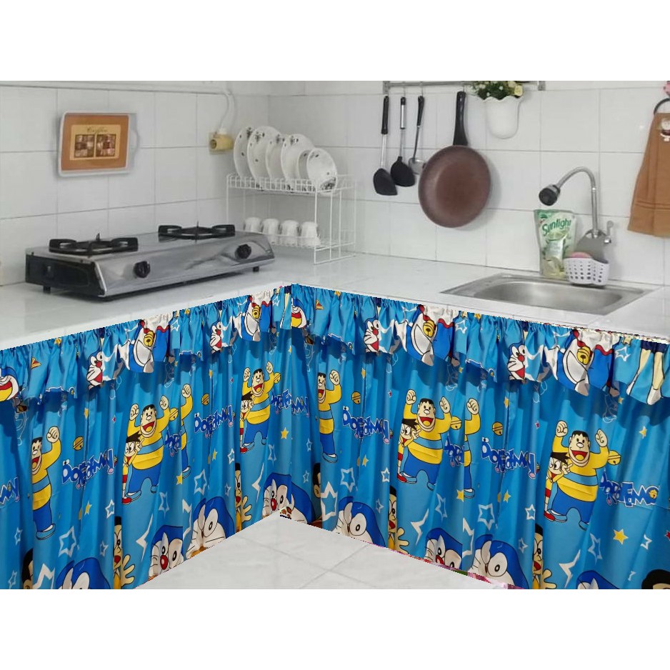 Hordeng/ gorden kolong dapur motif Doraemon
