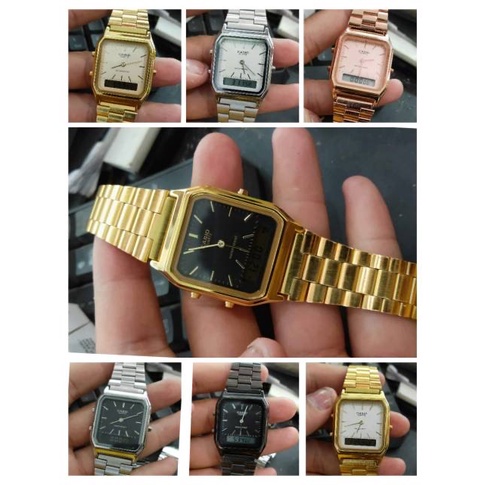 COD(Bayar Tujuan)JAM TANGAN PRIA/WANITA Casio Rantai Doubel Time AQ-230