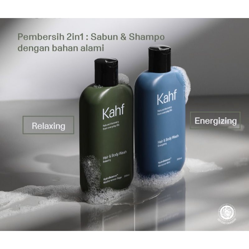 Kahf Energizing Hair And Body Wash 200 ML - 2in1 Sabun Mandi &amp; Shampoo Perawatan Rambut Dan Tubuh Pria