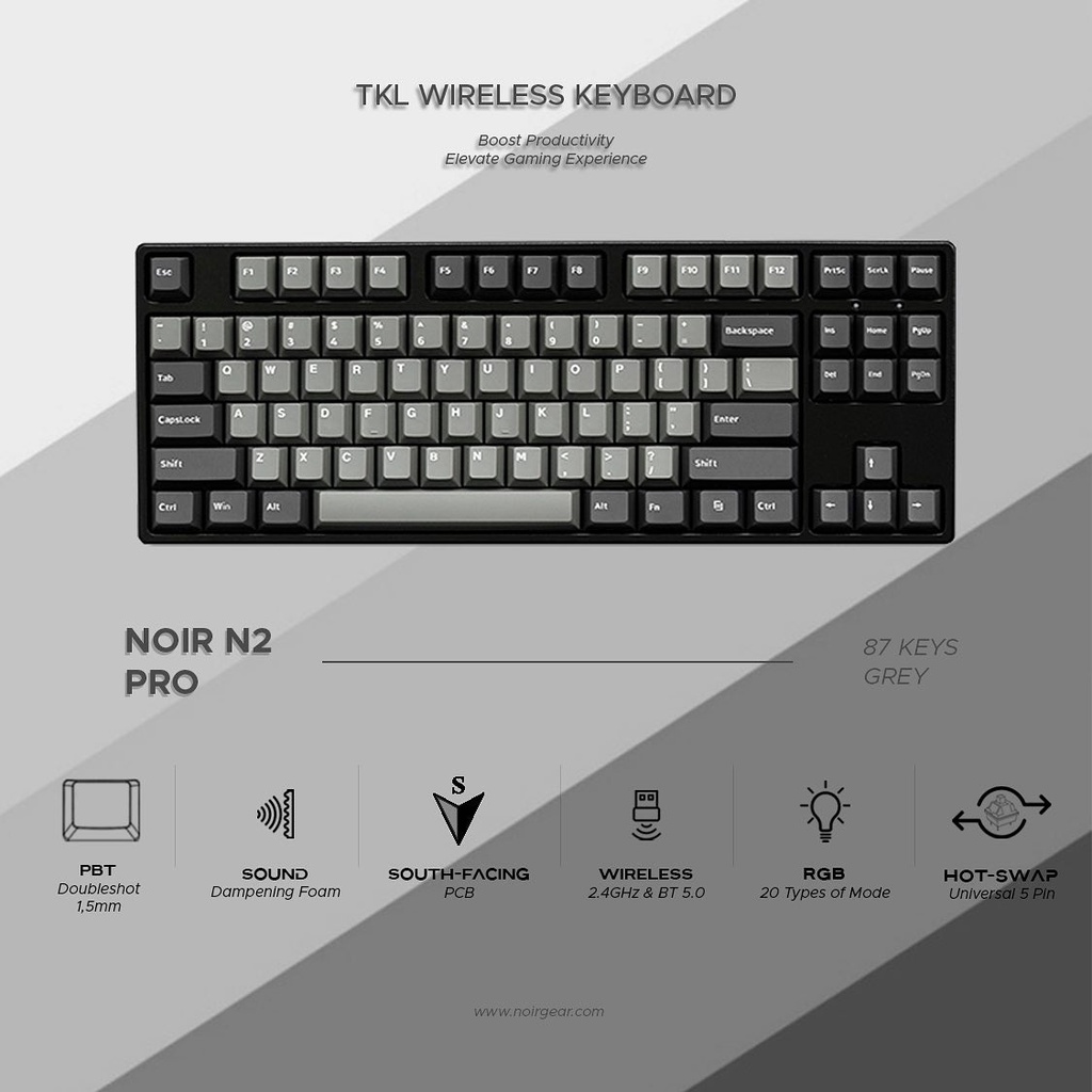 Noir N2 Pro RGB TKL Hotswap Wireless Mechanical Gaming Keyboard