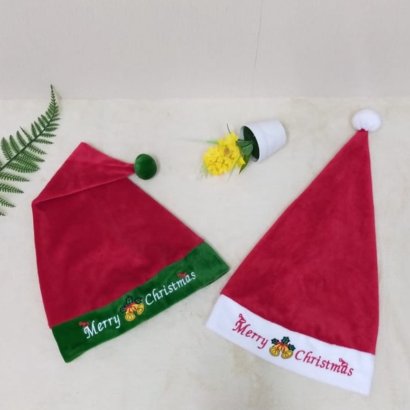 Topi Natal Size M/Topi Natal Karet/Topi Natal Bordir/Hiasan Natal/Kado Natal