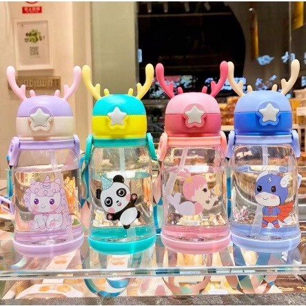 BOTOL MINUM ANAK 600ML KARAKTER TANDUK RUSA LIST [SWEETSPACE]