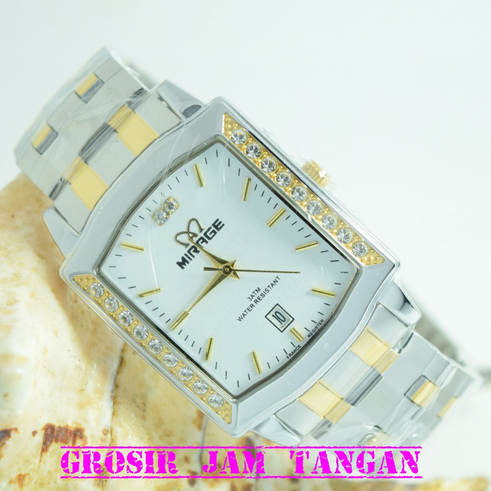 JAM TANGAN PRIA / WANITA UNISEX MIRAGE ORIGINAL MEWAH ELEGAN SIMPLE DIAMOND