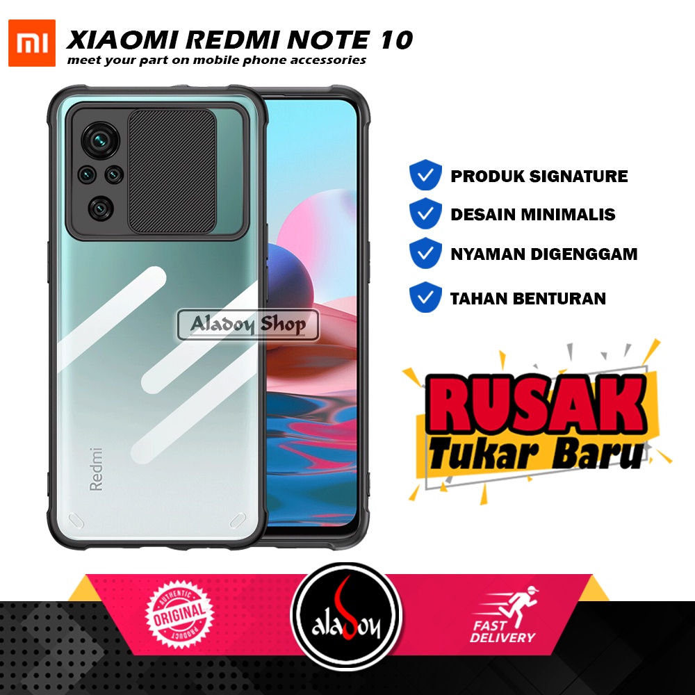 Case Xiaomi Redmi Note 10  Armor Fusion Slide Transparent Protection Camera Premium Casing