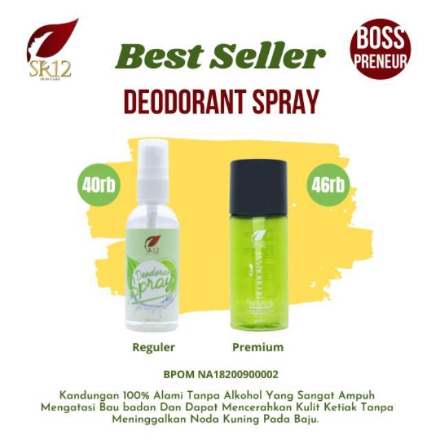 DEODORANT SPRAY SR12 PREMIUM Anti Bau Badan Minggat Mencerahkan Ketiak