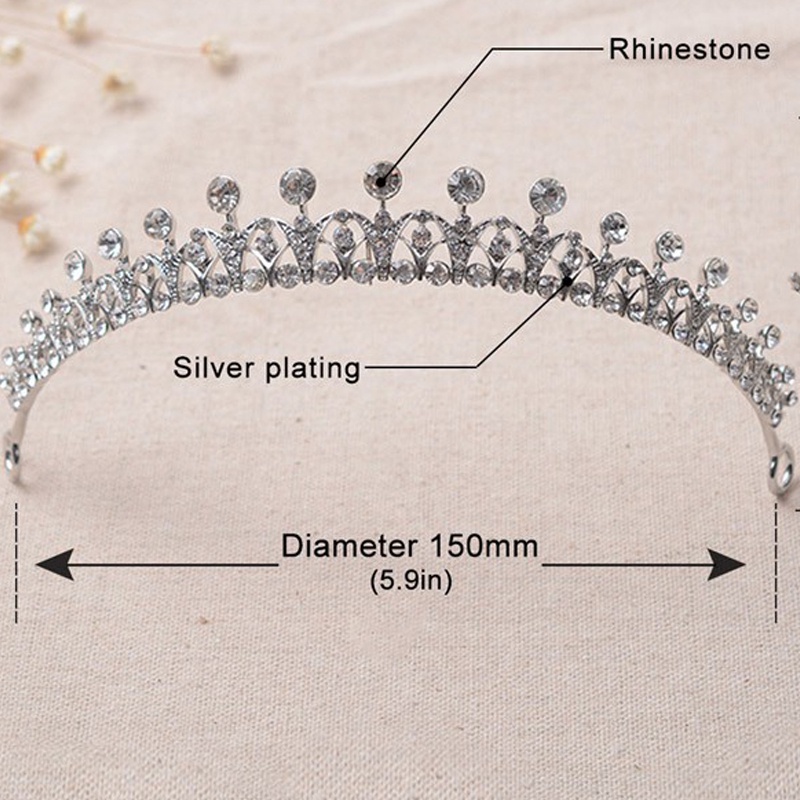 [Ready Stock] Crystal Tiara Crown Headband Rhinestone Bridal Prom Crown Headpiece Wedding Tiara Party Hair Accessiories Jewelry Gift