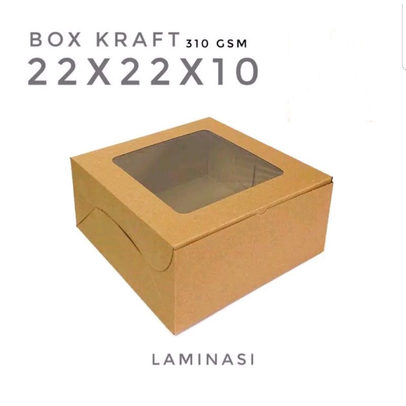 

22x22x10 Box Cupcake Kue Roti Kotak Cake Kraft Coklat Window Dos Tart