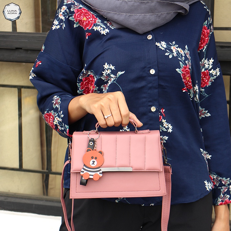 Luna Aura Tas Selempang Wanita Kotak Lakuta Bordil Garis Plat Behel Slingbag Wanita kekinian Tas wanita ootd