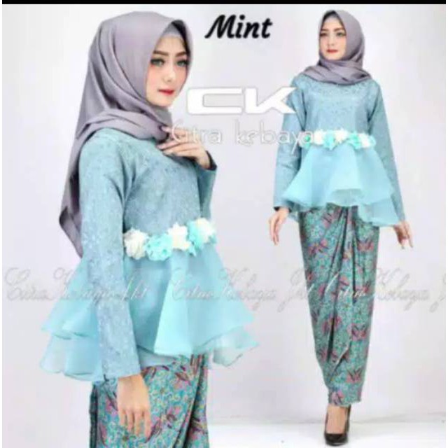 Set Kebaya brokat sabyan organza bordir ck 11/ kebaya peplum / kebaya wisuda /kebaya modern