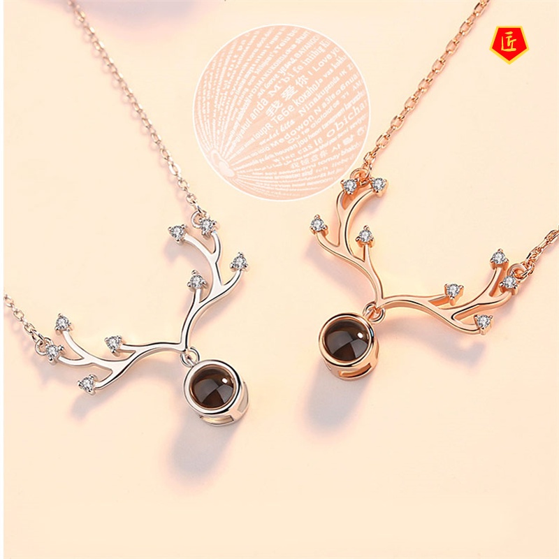 [Ready Stock]Silver Antlers Projection Necklace Special-Interest Design Fashion All-Match