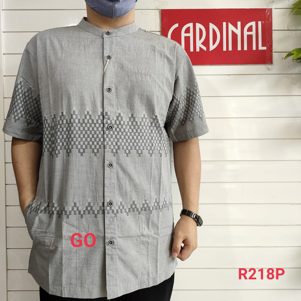 gos S-M CARDINAL KEMEJA KOKO Taqwa Pakaian Pria Original Baju Muslim Salur Lengan Pendek Kekinian