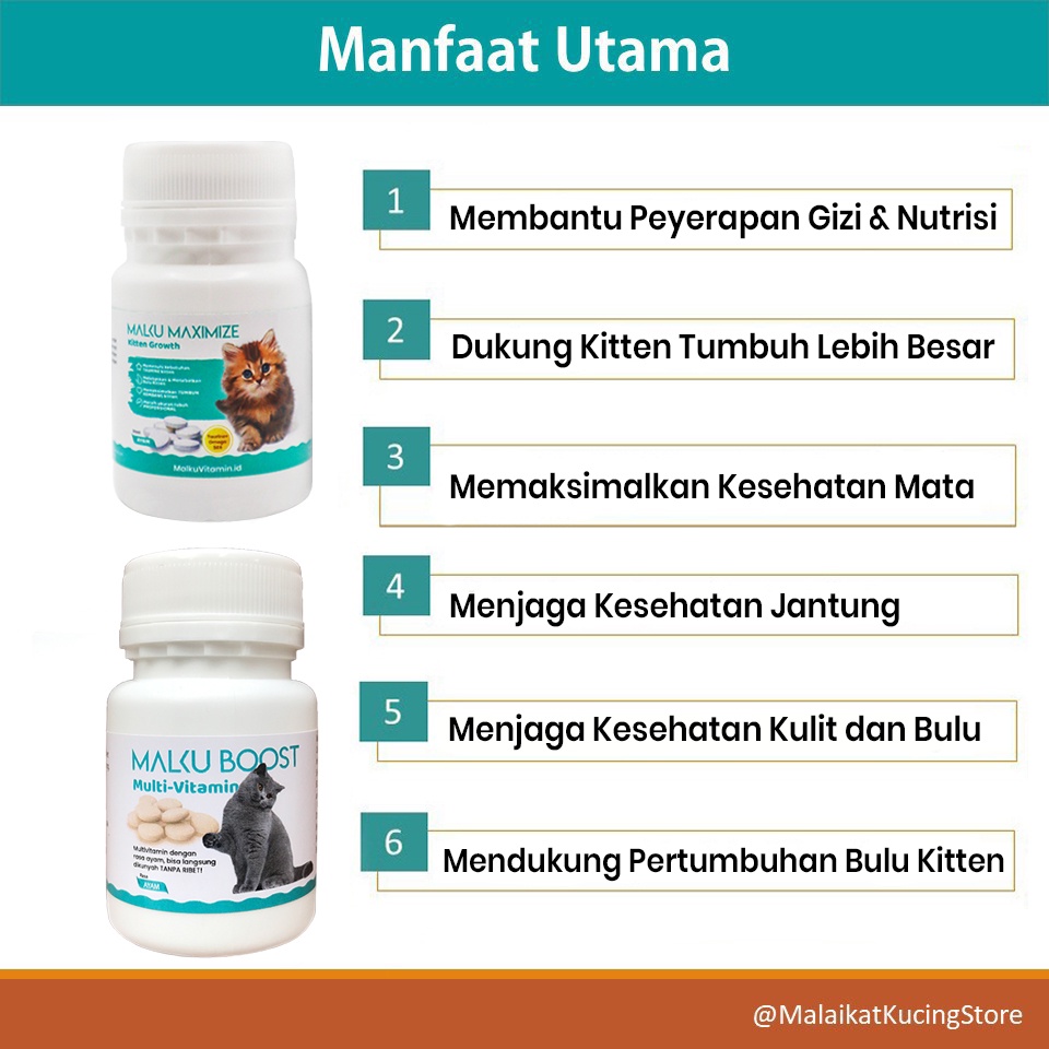 Paket MALKU Pertumbuhan Kitten, Tulang Kuat, &amp; Bulu Lebat - MALKU Vitamin