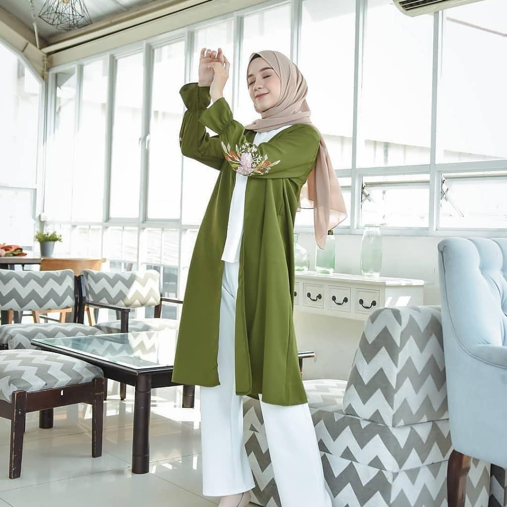 Shafa Outer Set Bordir Syari Terbaru Baju Gamis Termurah