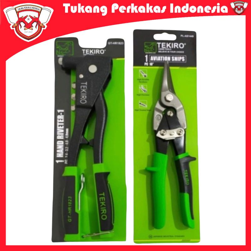 Tekiro Paket 2 pcs Tang rivet dan gunting seng gunting hollo 10 inch gunting baja ringan rivet ripet