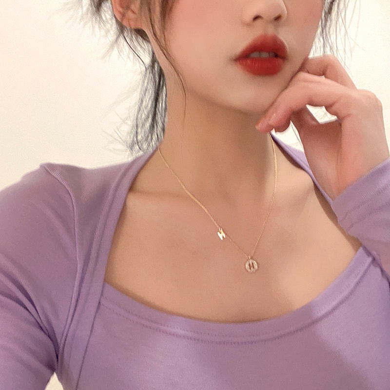 Small design sense H letter fashion light luxury letter clavicle chain inlaid zircon necklace 210807