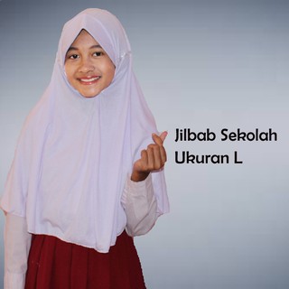 Jual JILBAB SEKOLAH UKURAN L / JILBAB ANAK SEKOLAH PUTIH / JILBAB