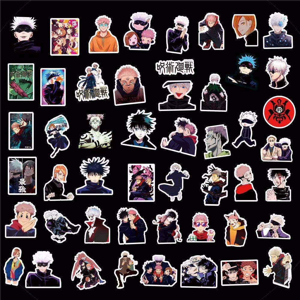 Lanfy Jujutsu Kaisen 50 Pcs Tahan Air Koper Gitar Scrapbooking Fushiguro Megumi Yuji Itadori Graffiti Stiker Alat Tulis Stiker Penggemar Koleksi Hadiah Anime Stiker