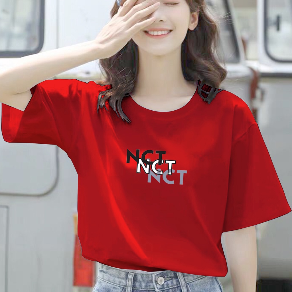 CALVIERO SHOP - BAJU KAOS ATASAN WANITA PRINT LOGO NCT FONTS